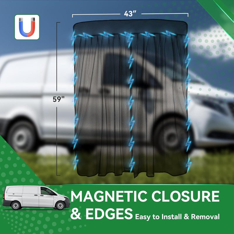 RVINGPRO Van Bug Screen for Sprinter, Universal Size Magnetic Mosquito Net for Ford Transit, ProMaster & Other Campervans, Motorhomes, RV Sliding Door Bug Mesh, Van Life Essentials (Small) - Image 3